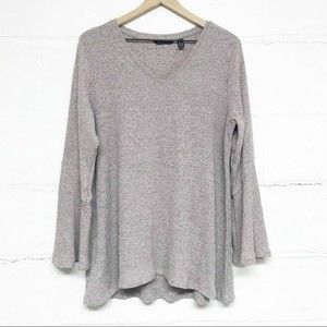 H by Halston Size Large Thermal Long Sleeve Top Bell Sleeves Waffle Knit Purple